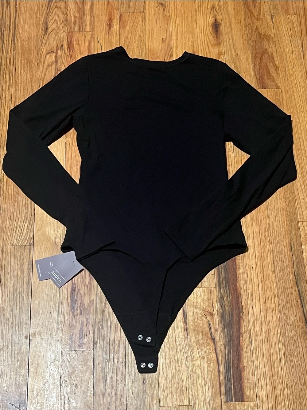 Auden Black Fully Lined Long Sleeve Bodysuit | Size M NWT - Picture 3 of 7